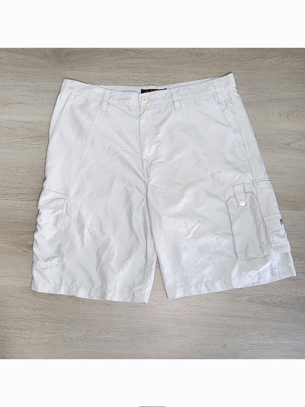 Tony Hawk White Men's Cargo Shorts with Button-Flap Pockets